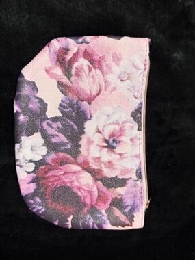 Floral Pink Cosmetic Bag - Women's Makeup Pouch